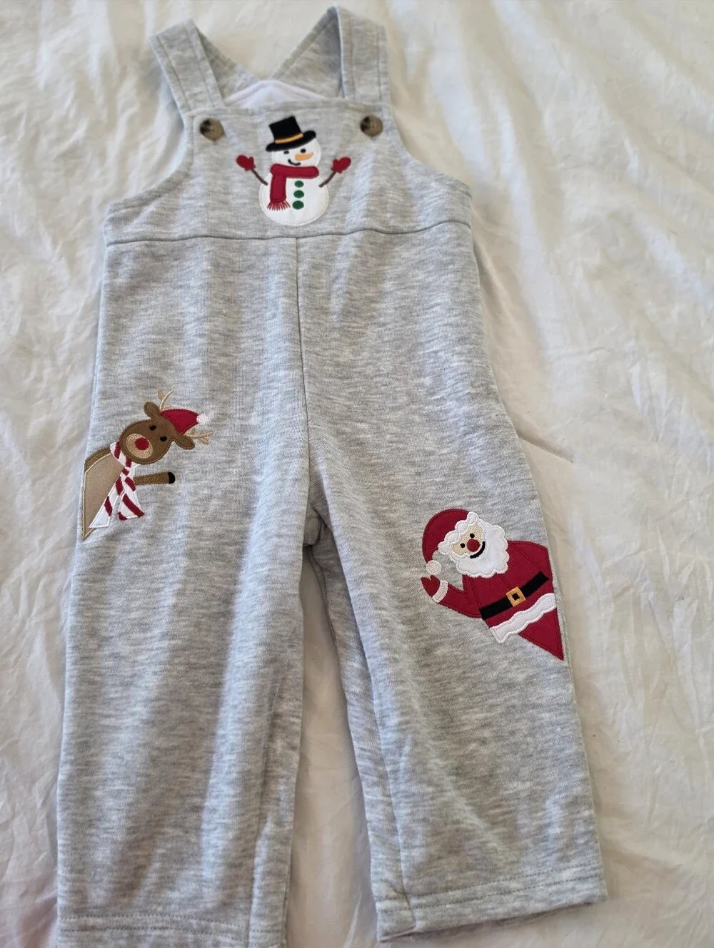 Good Lad Infant Boy's Christmas 2 piece Long Romper Overall NWOT 18m